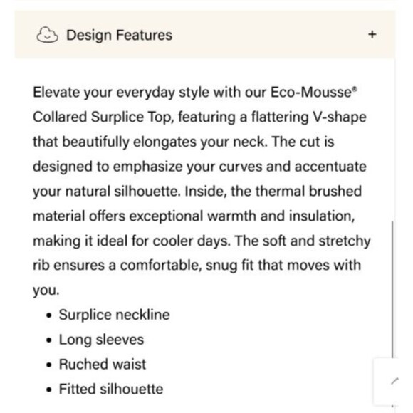 OGL EcoMousse ProWarm Brown Surplice Wrap Look Long Sleeve Collared Top Sz Large - Picture 4 of 9